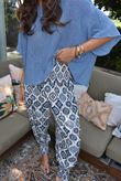 Ren Nerja Shirring Cuff Pant French Navy & Denim